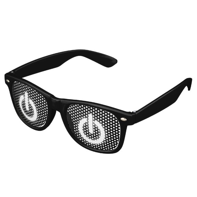 Glowing Power On Symbol Funny Retro Sunglasses (Angled)