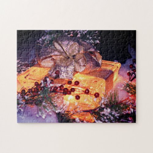 Glowing Present Christmas Holiday  Jigsaw Puzzle