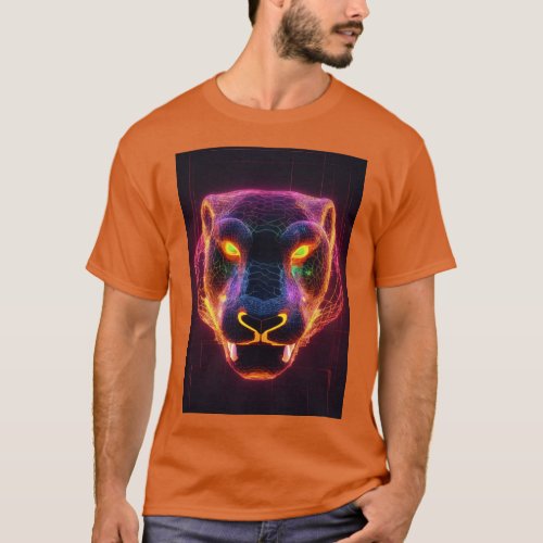 Glowing Pride Futuristic Lions Geometric Elegan T_Shirt