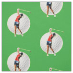 Glowing Psychedelic Golf Player With Ball And Club Fabric