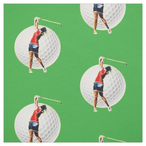 Glowing Psychedelic Golf Player With Ball And Club Fabric