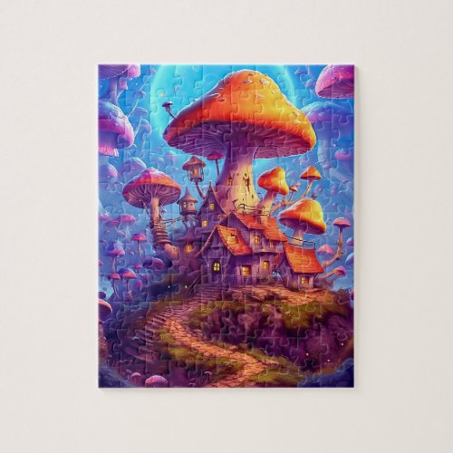 Glowing Psychedelic Mushrooms Jigsaw Puzzle