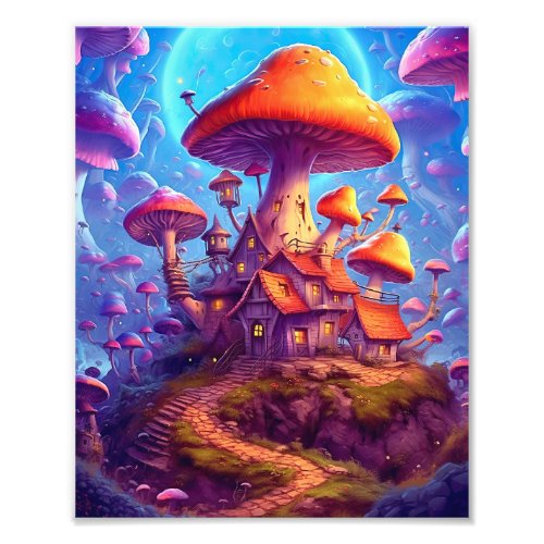 Glowing Psychedelic Mushrooms Photo Print