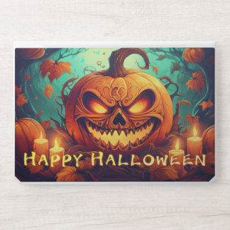 Glowing Pumpkin Candles Twisted Trees Art HP Laptop Skin