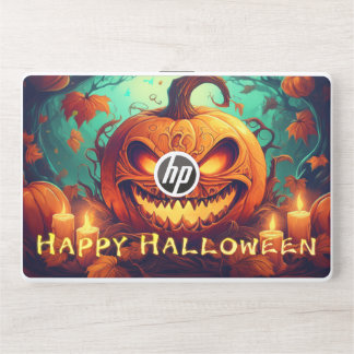 Glowing Pumpkin Candles Twisted Trees Art HP Laptop Skin