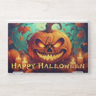 Glowing Pumpkin Candles Twisted Trees Art HP Laptop Skin