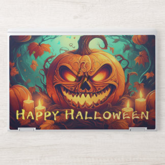 Glowing Pumpkin Candles Twisted Trees Art HP Laptop Skin