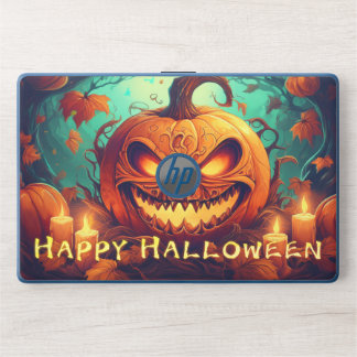 Glowing Pumpkin Candles Twisted Trees Art HP Laptop Skin