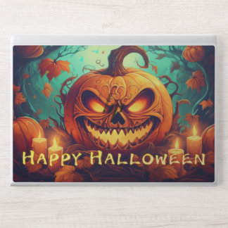 Glowing Pumpkin Candles Twisted Trees Art HP Laptop Skin