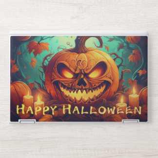 Glowing Pumpkin Candles Twisted Trees Art HP Laptop Skin