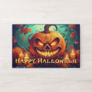 Glowing Pumpkin Candles Twisted Trees Art HP Laptop Skin