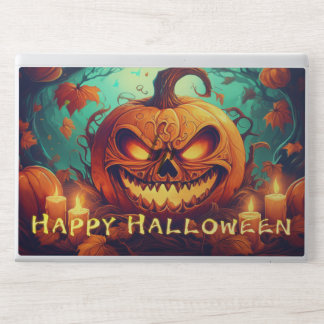 Glowing Pumpkin Candles Twisted Trees Art HP Laptop Skin