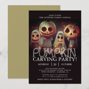 Glowing Pumpkin Carving Party Halloween  Invitation