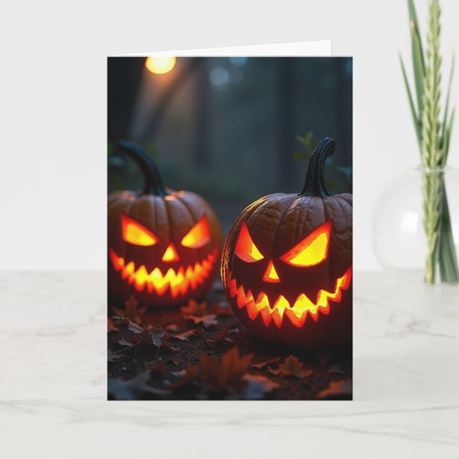 Glowing Pumpkin Faces Card (Front)