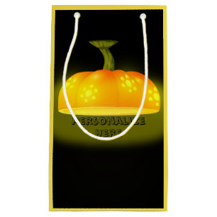 Glowing pumpkin fall cute autumn black orange small gift bag