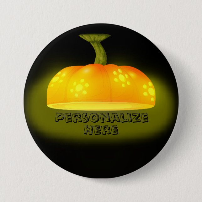 Glowing pumpkin fall unique cute autumn button (Front)