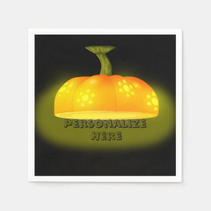 Glowing pumpkin fall unique cute orange black napkins