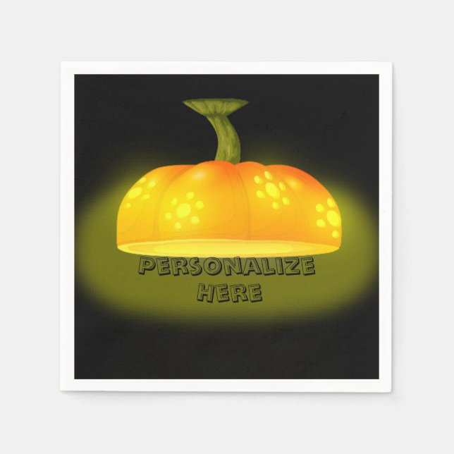 Glowing pumpkin fall unique cute orange black napkins (Front)