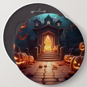 Glowing Pumpkin Halloween Button