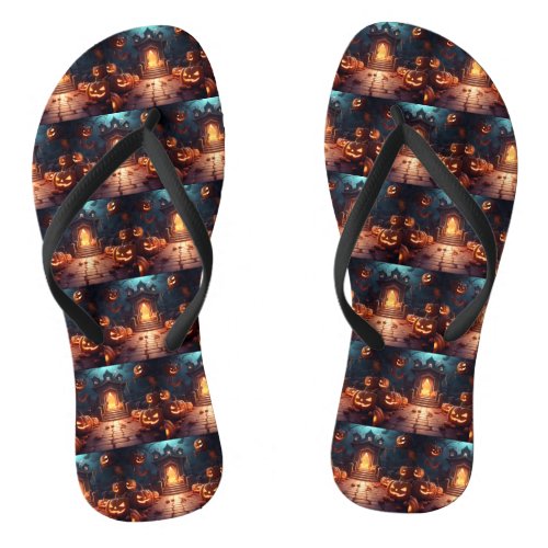 Glowing Pumpkin Halloween Flip Flops