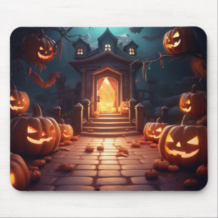 Glowing Pumpkin Halloween Mouse Pad