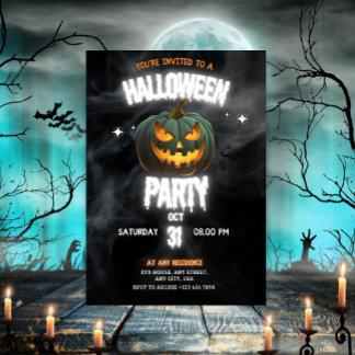 Glowing Pumpkin Halloween Party  Invitation