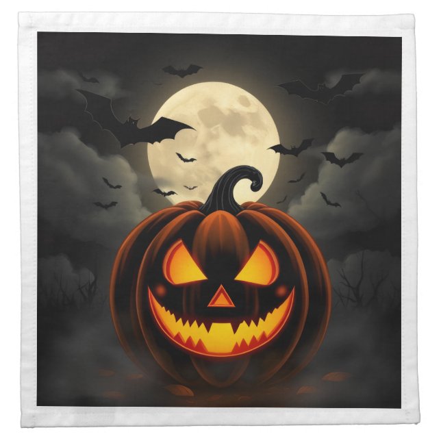Glowing Pumpkin Halloween Party Napkins (Front)