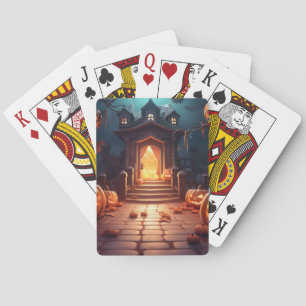 Glowing Pumpkin Halloween Poker Cards