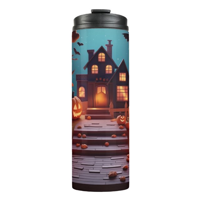 Glowing Pumpkin Halloween Thermal Tumbler (Front)