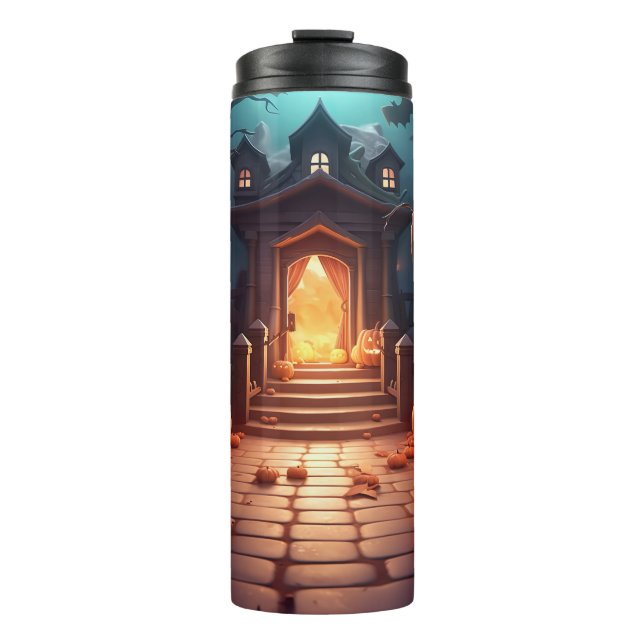 Glowing Pumpkin Halloween Thermal Tumbler (Front)