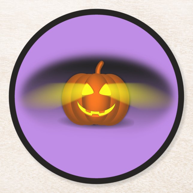 Glowing Pumpkin- Round Paper Coaster (Front)