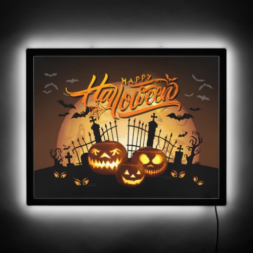 Glowing Pumpkins at Cemetery Gates ID981 LED Sign
