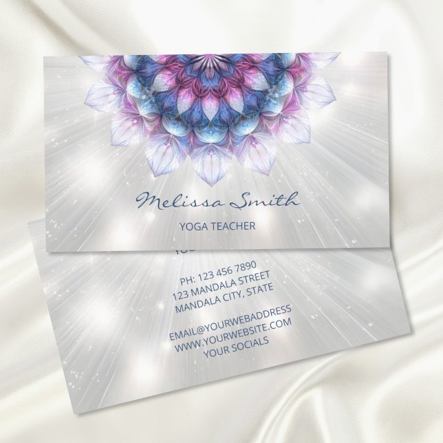 Glowing Purple Blue Mandala Business Card (Creator Uploaded)