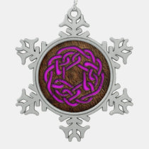 Glowing purple celtic knot on leather digital art