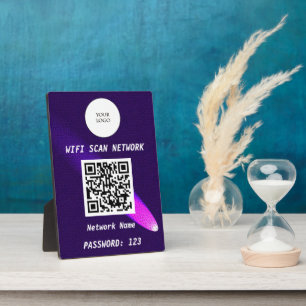 Glowing Purple Leather Free Wifi Scan & QR Code Plaque