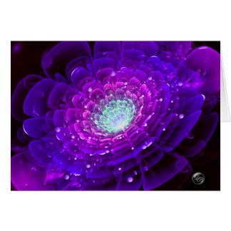 Glowing Purple Rose, Beautiful Fractal Digital Art Cards