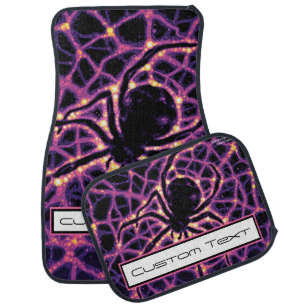 Glowing Radioactive Black Widow Spider Purple Web Car Floor Mat