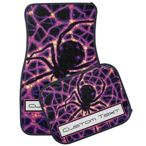 Glowing Radioactive Black Widow Spider Purple Web  Car Floor Mat