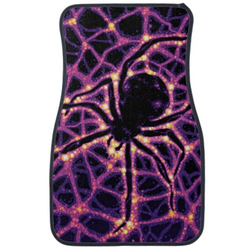 Glowing Radioactive Black Widow Spider Purple Web Car Floor Mat