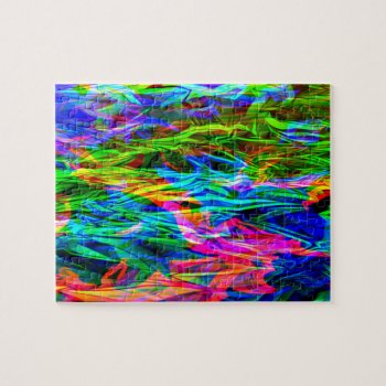 Glowing Rainbow Abstract Jigsaw Puzzle by ReflectionsOfColor at Zazzle