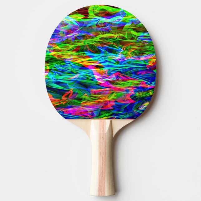 Glowing Rainbow Abstract Ping-Pong Paddle (Front)
