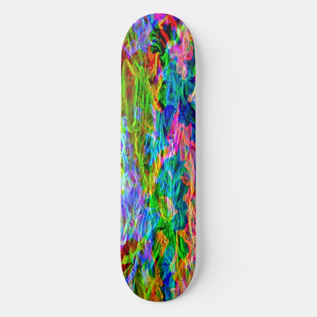 Glowing Rainbow Abstract Skateboard Deck (Front)