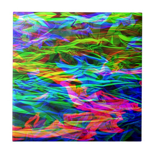 Glowing Rainbow Abstract Tile