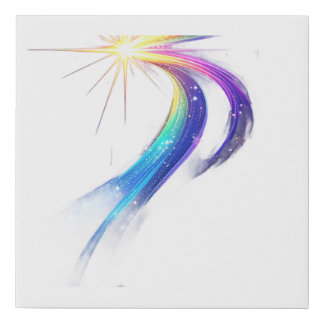 Glowing Rainbow Shooting Star Comet Trail Art Prin Faux Canvas Print