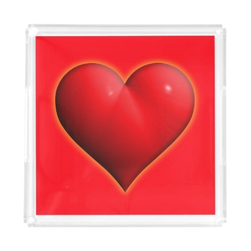Glowing  Red 3_D Heart Acrylic Tray