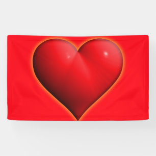 Glowing Red 3-D Heart Banner