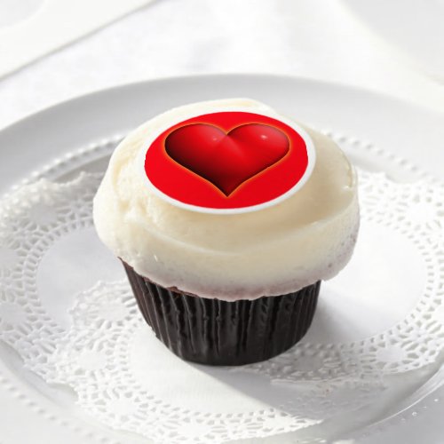 Glowing  Red 3_D Heart Edible Frosting Rounds