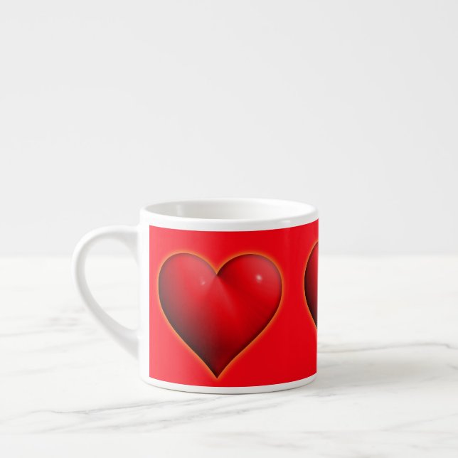 Glowing Red 3-D Heart Espresso Cup (Left)