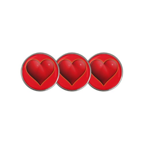 Glowing Red 3_D Heart Golf Ball Marker