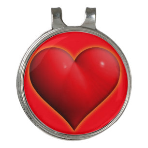 Glowing Red 3-D Heart Golf Hat Clip